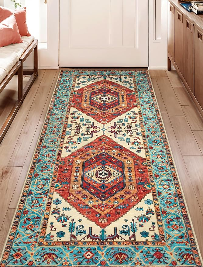 SERISSA Boho Washable Runner Rug, 2x5 Rug Runner Non-Slip Vintage Orange - Image 5