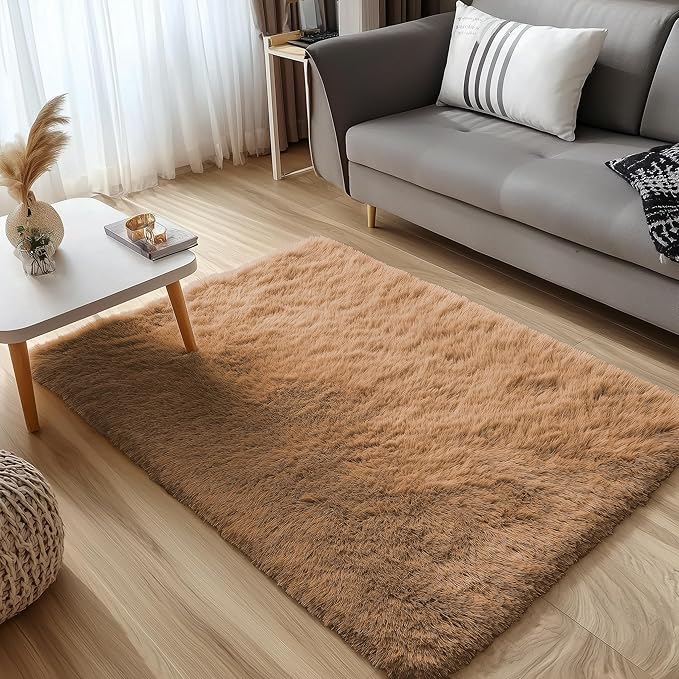 OLANLY 3x5 Machine Washable Small Bedside Rug, Soft Fluffy Shaggy Rugs - Image 3