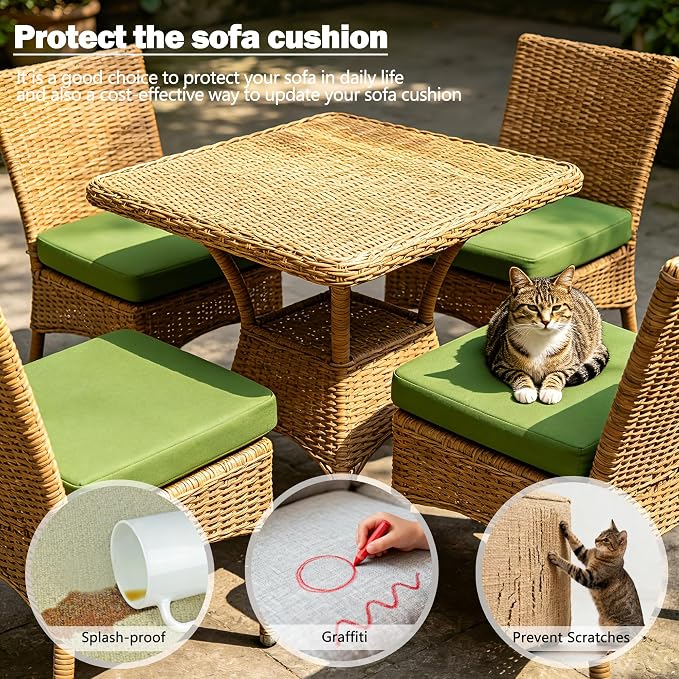 Sqodok Patio Cushion Cover 24x24 inch, Outdoor Seat Cushion Slip Cover - Image 6