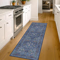 Dark Blue 2x8 Kitchen Runner Rugs - 8ft Long Machine Washable Hallway Runner by HazoHaus