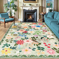 PLHXFR 8x10 Area Rug Living Room: Floral Washable Boho Soft Carpet Green | by PLHXFRSoftAreaRugs