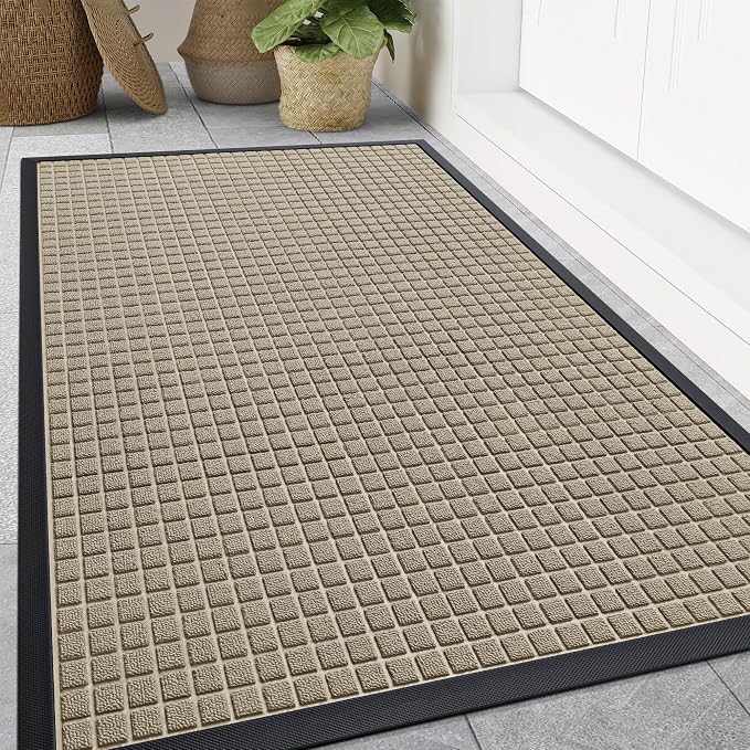 Smiry Front Door Mat Outside Entrance, Heavy Duty Natural Rubber Doormat by Smiry