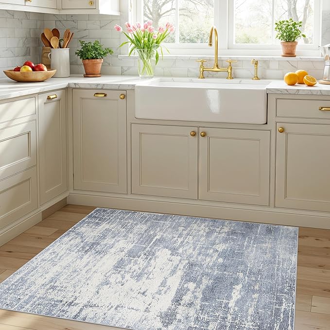 Washable 3x4 Kitchen Area Rugs: Abstract Stain-Resistant Sink Rug Non-Slip - Image 6