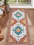 SERISSA Boho Washable Runner Rug, 2x5 Rug Non-Slip Vintage Orange Hallway by SERISSAHomeDecorCollection
