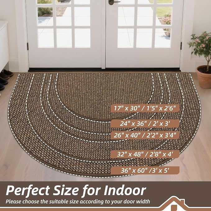 BEQHAUSE Dirt Trapper Door Mat 32" x 48" Half Circle Non Slip Rugs, Absorbent - Image 2
