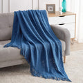 BOURINA Royal Blue Throw Blanket 50x60 Inches Throw Textured Solid Soft Sofa by BOURINA