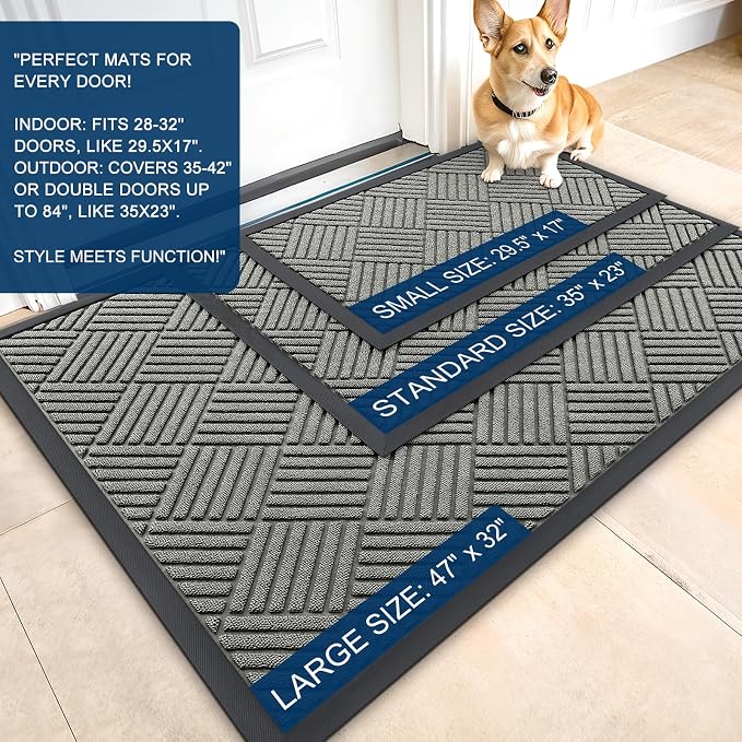 OLANLY Front Door Mat Outside Entrance 47x32, Waterproof Heavy-Duty Doormat | - Image 2