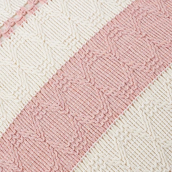 Fancy Homi Set of 1 Boho Pink Decorative Throw Pillow Cover 16x16 Inch - Image 4