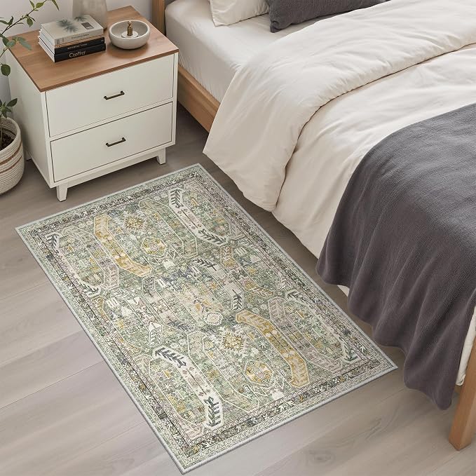 Madane Washable Area Rug 2x3, Small Entryway Rug Non-Slip Vintage Door Mat - Image 4