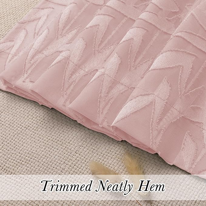 Lecloud Leia Clip Textured Sheer Blush Curtains 45 Inch Length 2 Panels - Image 9