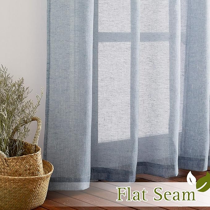 NICETOWN Linen Textured Semi Sheer Curtains 84 inches Length, Eyelet Top - Image 6