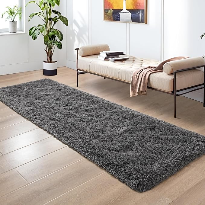 Tepook Fluffy Runner Rugs for Bedroom Aesthetic 2x6 Feet, Shag Soft Bedside Rug - Image 3