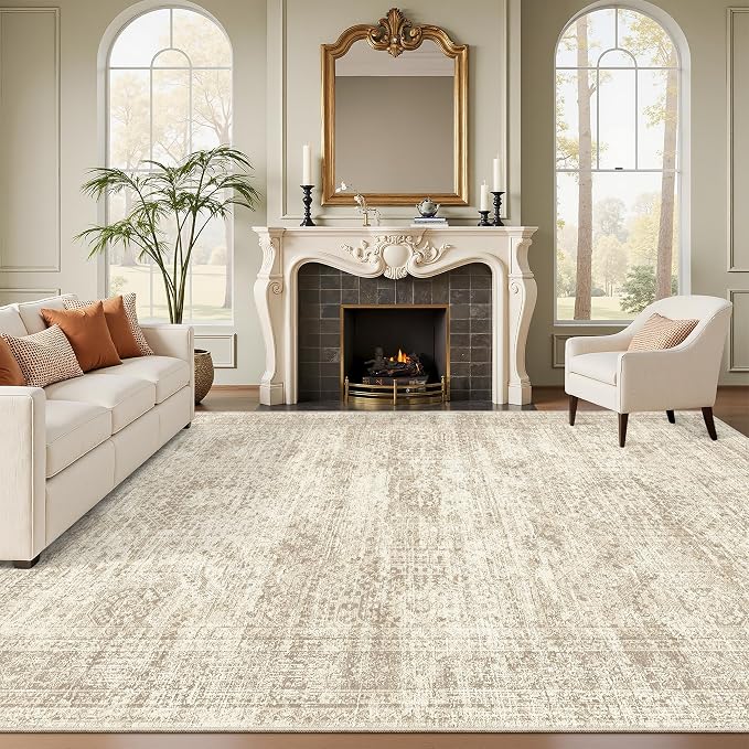 9x12 Area Rugs for Living Room, Non Slip Machine Washable Vintage Rugs by Soalmost