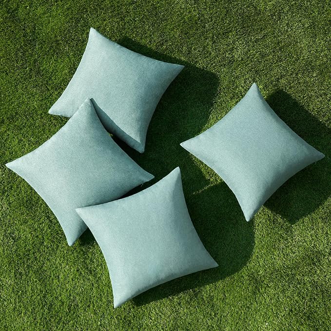 MIULEE Pack of 4 Decorative Outdoor Throw Pillow Covers Linen Waterproof Pillow - Image 4