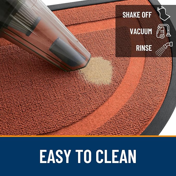 OLANLY Half Circle Front Door Mat Outside 29.5x17 All-Season Rubber Doormat | - Image 6