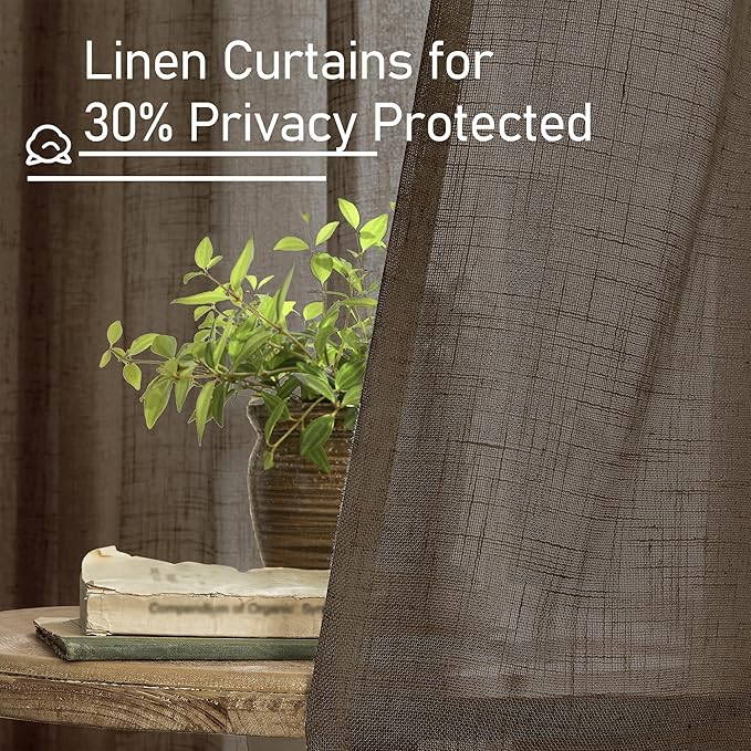 LAMIT Dark Brown 78 inch Linen Curtains - Image 5