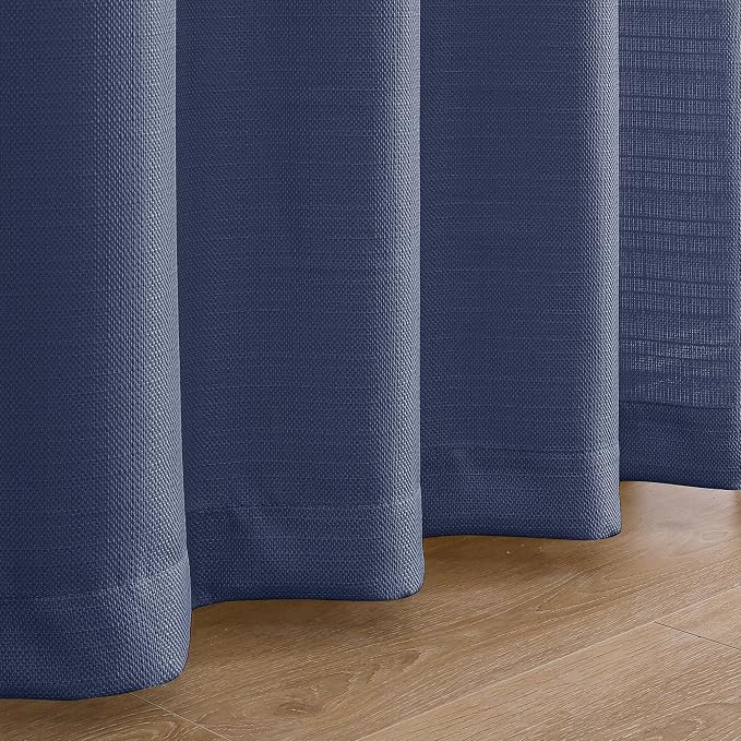 Chyhomenyc Blue Valance for Windows, Light Filtering Faux Linen Solid Short - Image 6