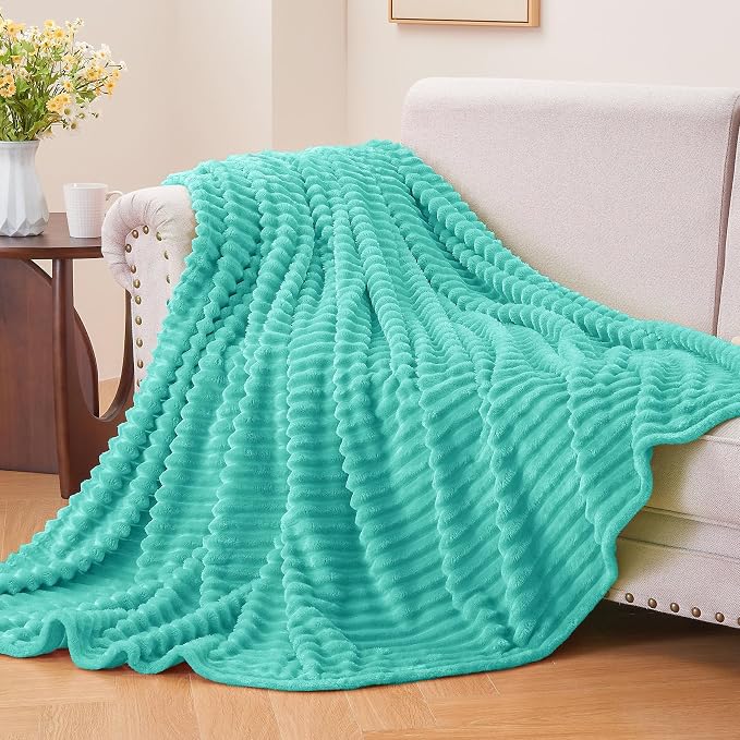BEDELITE Fleece Blanket Twin Size – 3D Ribbed Jacquard Soft and Warm Decorative - Image 2