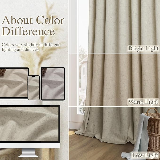 Extra Long 100% Blackout Linen Curtains - Image 7