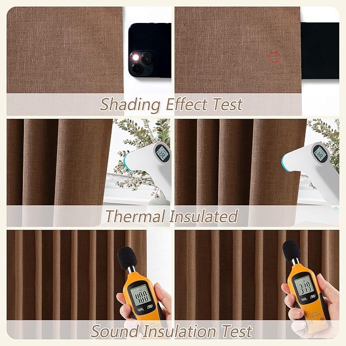Guken 100% Blackout Linen Curtains 84 Inch Length 2 Panels Set - Image 5