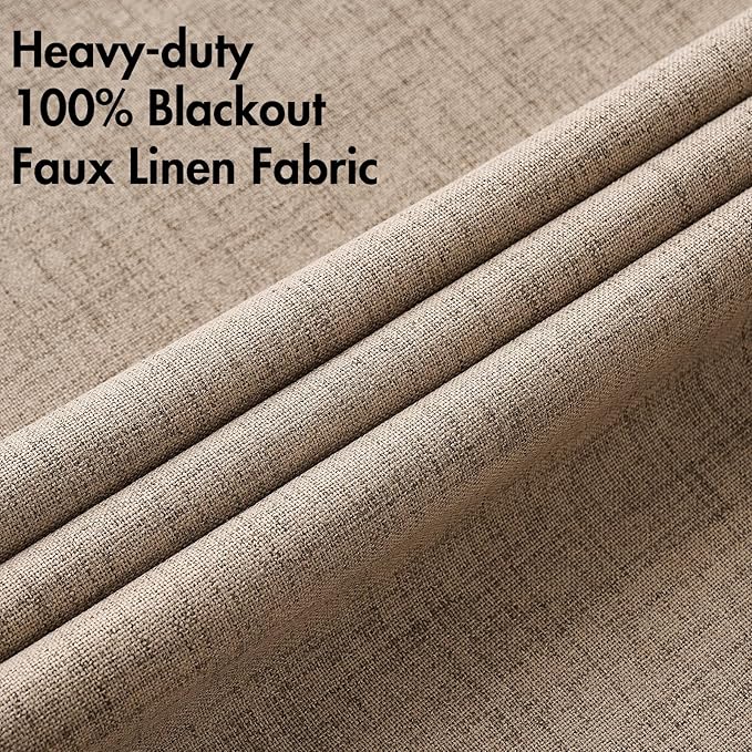MIULEE 100% Blackout Linen Textured Curtains - Image 5