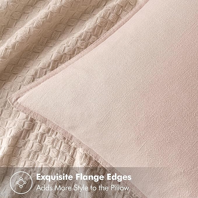 MIULEE Decorative Linen Euro Sham Pillow Covers 26x26 Light Pink Boho Farmhouse - Image 2