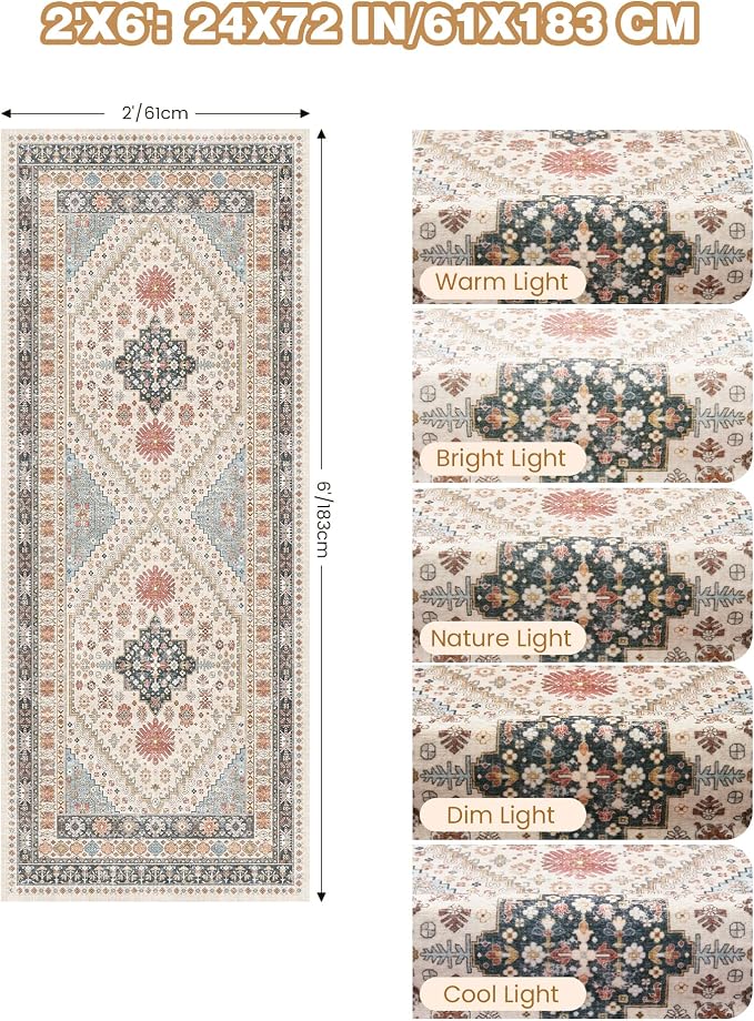 Runner Rug 2x6, Non Slip Washable Rugs - Image 2