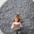 OLANLY Light Grey Round Rugs for Bedroom by OLANLY