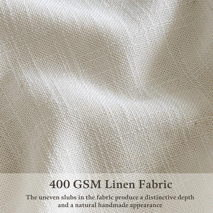 Pleated Linen Cream Light Filter Sheer Boho Curtains 112 Inches Length 50W | - Image 3