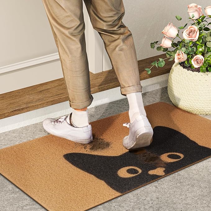 UINI Door Mat Outdoor Indoor Welcome Mats, Cute Cat Front Doormat, Non Slip - Image 6