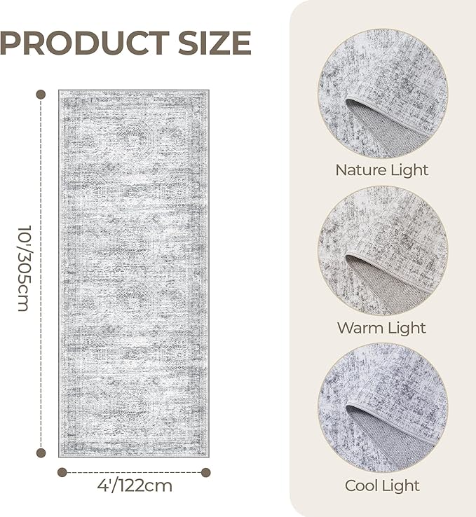 4x10 Runner Rug, Washable Hallway Runner Rug - Image 2