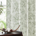 jinchan Linen Floral Curtains for Living Room 63 Inch Long Sage Green Printed by JINCHAN