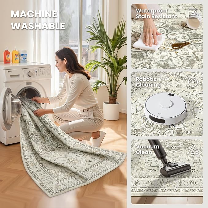 zesthome Area Rug 8x10, Ultra-Thin Washable Rugs - Image 5