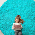 OLANLY Teal Blue Round Rugs for Bedroom by OLANLY