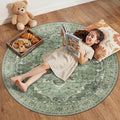 RELEANY Area Rugs 4ft Washable Non-Slip, Floral Vintage Distress Print Pattern by RELEANY
