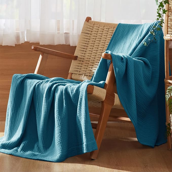 Bedsure 100% Cotton Muslin Throw Blanket Twin XL - Image 5