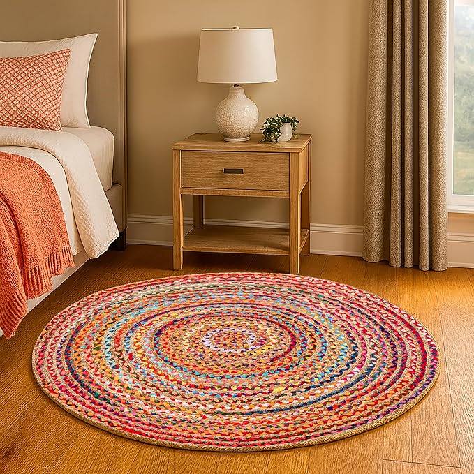 Hausattire Bohemian Braided Rug 4' Round - Image 3