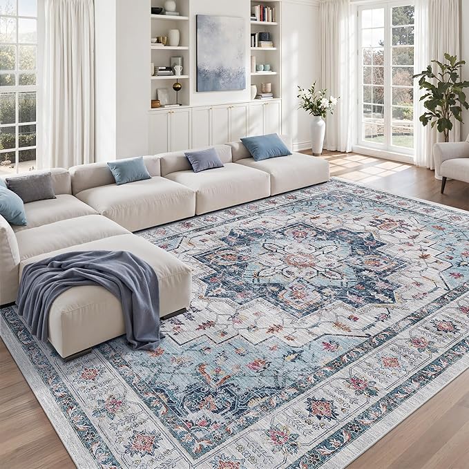 zesthome Area Rugs 9x12, Washable Rug Non-Slip Low Pile Rugs by Zesthome