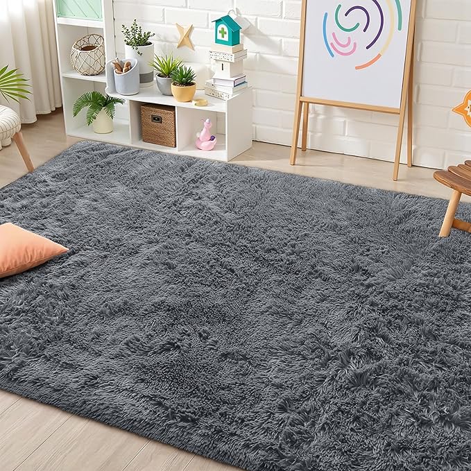 OLANLY Area Rugs for Living Room Bedroom, Machine Washable 4x5.9 ft Soft Fluffy - Image 6