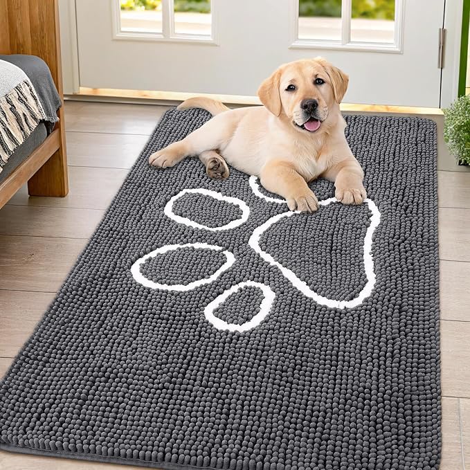 Smiry Dog Door Mat for Muddy Paws, Absorbent Dirt Trapper Non Slip Quick Dry by Smiry