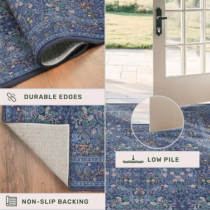 Dark Blue 2'6" x 10' Long Runner Rugs - Image 5