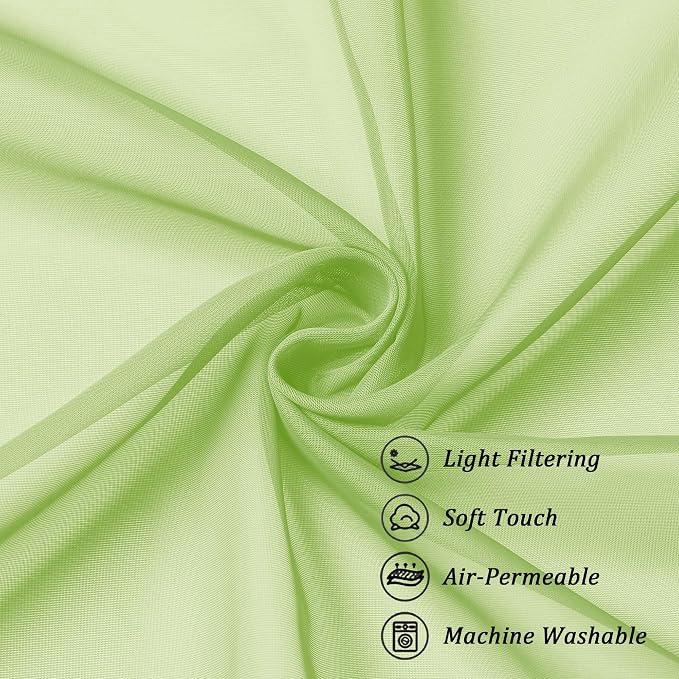Chyhomenyc Sheer Lime Tier Curtains 24 Inch Length Set, Small Window Kitchen - Image 7