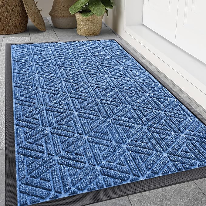 Smiry Front Door Mat Outside Entrance, Heavy Duty Sturdy Natural Rubber Doormat by Smiry