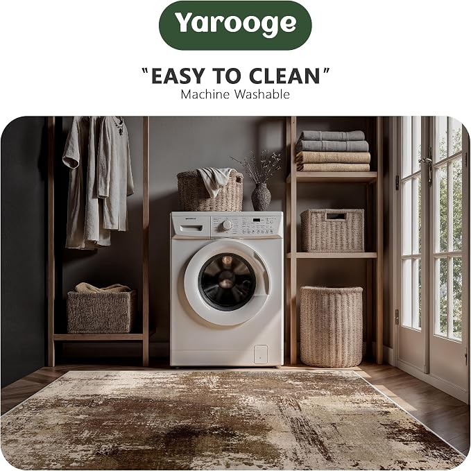 5x7 Area Rugs - Modern Abstract Washable Rug, Ultra Soft Non Slip Low Pile - Image 6