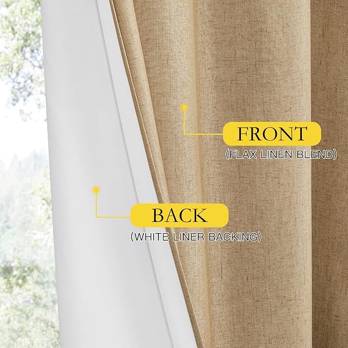 NICETOWN 100% Absolutely Blackout Linen Curtains - Image 7