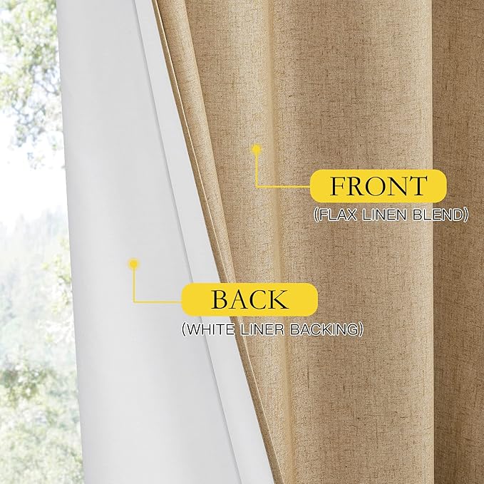 NICETOWN 100% Absolutely Blackout Linen Curtains - Image 5
