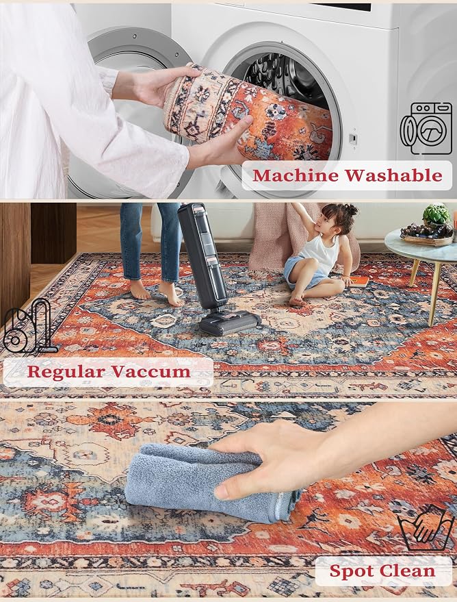 SERISSA Runner Rug for Hallways, Extra Long Boho Rug Ultra Soft Vintage Tribal - Image 4