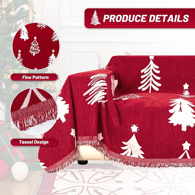 MYSKY HOME 71"X118" Loveseat Christmas Couch Cover, Sectional Sofa Covers Sofa - Image 3