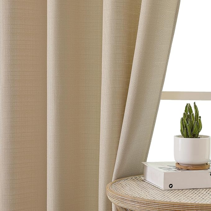 Chyhomenyc Camel Valance for Windows, Light Filtering Faux Linen Solid Short - Image 8