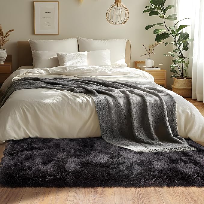 Black Runner Rug for Bedroom Hallways, 2x6 Fluffy Throw Area Rugs Non Slip for - Image 2